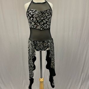 A Wish Come true silver black dance mesh costume S